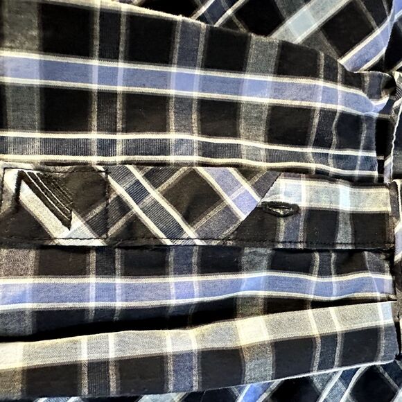 7 Diamonds Midnight Love Affair Button Down Navy Blue Plaid Men's Slim M Shirt - Picture 9 of 16